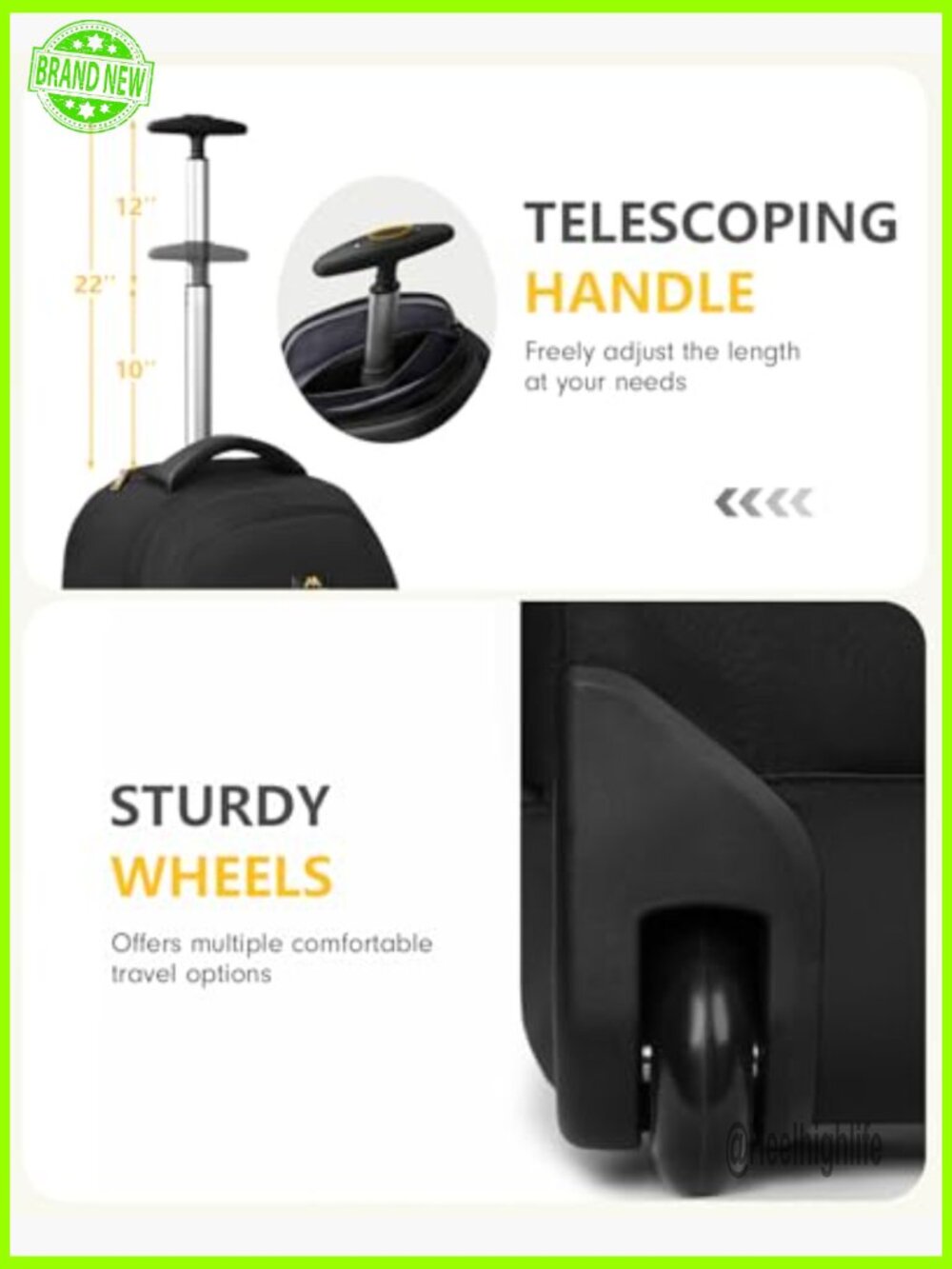 Waterproof Rolling Laptop Backpack with USB Port, 17.3 Inch Travel Daypack - Picture 7 of 7